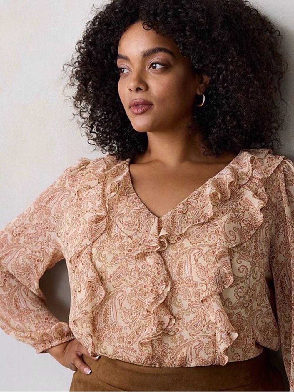 NEW…LC Lauren Conrad Ruffle V-Neck Blouse